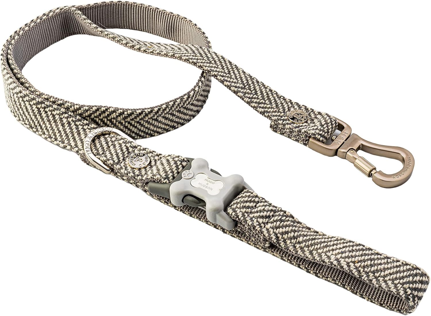 HUGO & HUDSON Tweed Dog Lead Padded Handle...