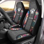 Dog Mom Paw Boho Floral Print Car Seat Covers,…