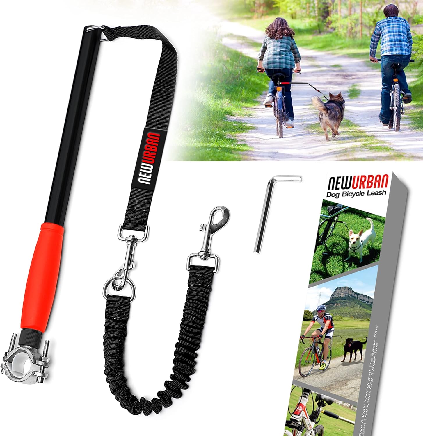 NEWURBAN - Dog Bike Leash - Easy Installation...