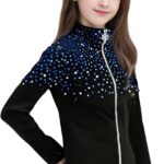 Girl’s Black Ice Skating Training Jacket with Blue…